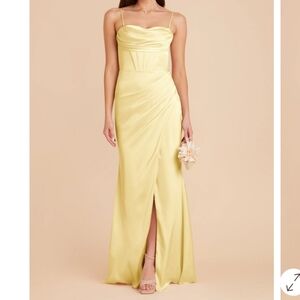 Birdy Grey Carrie Matte Elegant Yellow Lemon Sorbet Satin Dress